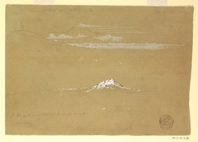 Desenho, Sincholagua, manhã, do Templo do Sol, Quito, 24 de junho de 1857 de Frederic Edwin Church