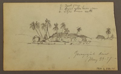 Desenho, Céu sobre o mar; Verso: Margem do rio Guayas perto de Guayaquil, Equador, 29 de maio de 1857 de Frederic Edwin Church