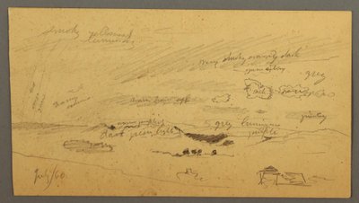 Desenho, Estudo do céu sobre o cume e o arco-íris, julho de 1866 de Frederic Edwin Church