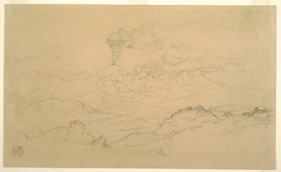 Desenho, Fumo a subir do vulcão Cotopaxi, Equador, 1857 de Frederic Edwin Church