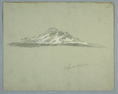 Desenho, Pico coberto de neve do Monte Chimborazo, Equador, julho de 1857 de Frederic Edwin Church