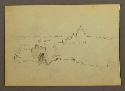 Desenho, A Basílica de São Pedro vista do Norte contra as colinas e o horizonte de Roma, janeiro de 1869 de Frederic Edwin Church