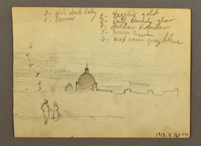Desenho, Basílica de São Pedro e Cidade do Vaticano (vista do Norte), Roma, Itália, janeiro de 1869 de Frederic Edwin Church