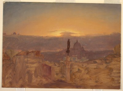 Desenho, Basílica de São Pedro a partir do Pincio, Roma, finais de 1868 ou inícios de 1869 de Frederic Edwin Church