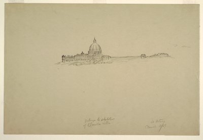 Desenho, São Pedro e o Palácio do Vaticano a partir do Nordeste, 18 de março de 1869 de Frederic Edwin Church