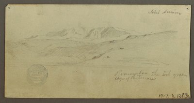 Desenho, Casa senhorial, figura montada num camelo, estudos arquitectónicos, palmeira, possivelmente 1868 de Frederic Edwin Church