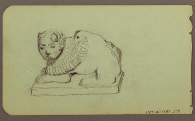 Desenho, Estátua do Leão, esquife; Verso: Estátua do Leão, dezembro de 1883 de Frederic Edwin Church
