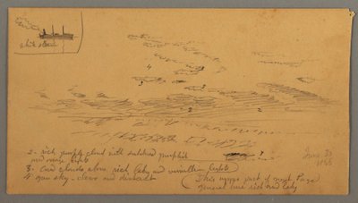 Desenho, Steamboat, estudo do céu, 30 de junho de 1866 de Frederic Edwin Church