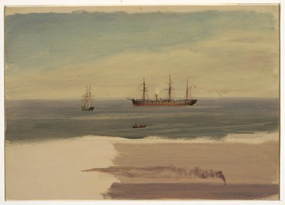 Desenho, Navio a vapor e embarcação à vela, julho de 1859 de Frederic Edwin Church
