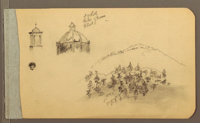 Desenho, Campanário, Cúpula, cabeça, colinas, 1889 de Frederic Edwin Church