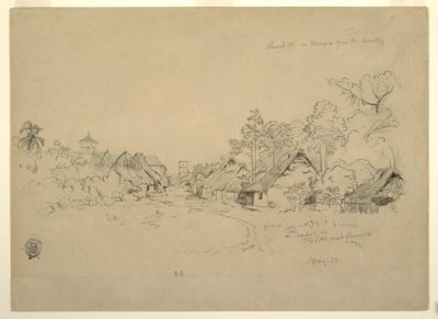 Desenho, Rua em Mompos, Colômbia, maio de 1853 de Frederic Edwin Church