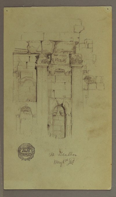 Desenho, Estudo das Ruínas do Templo, 8 de maio de 1868 de Frederic Edwin Church