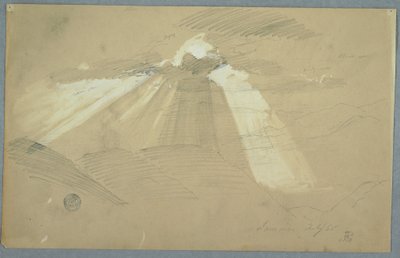 Desenho, Sol a brilhar através das nuvens, Jamaica, julho de 1865 de Frederic Edwin Church