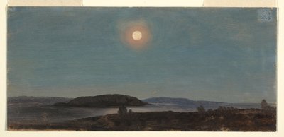 Desenho, Sol ou Lua nascendo sobre as Ilhas Porcupine, Bar Harbor, ca. 1860 de Frederic Edwin Church