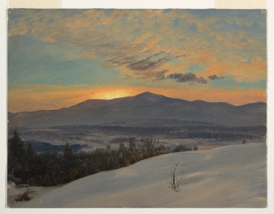 Desenho, Pôr do sol no vale do Hudson, inverno, 1870-80 de Frederic Edwin Church