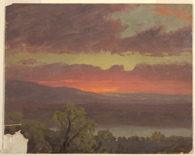 Desenho, pôr do sol na Jamaica, Índias Ocidentais, 1865-66 de Frederic Edwin Church