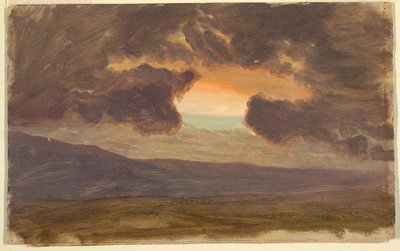 Desenho, Pôr do sol sobre colinas nuas, 1870-80 de Frederic Edwin Church
