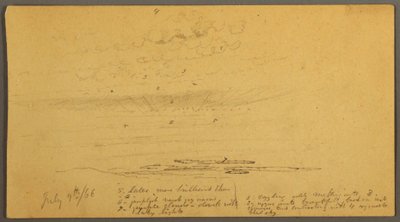 Desenho, Pôr do sol sobre as colinas, 9 de julho de 1866 de Frederic Edwin Church