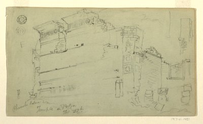 Desenho, Templo, Petra, Jordânia, 27 de fevereiro de 1868 de Frederic Edwin Church