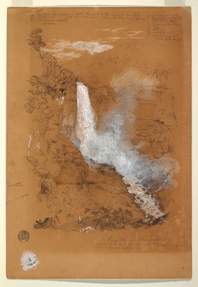 Desenho, Cataratas de Tequendama perto de Bogotá, Colômbia, julho de 1853 de Frederic Edwin Church