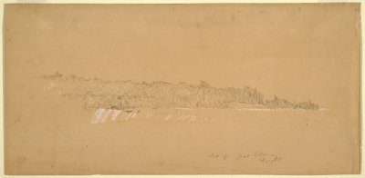 Desenho, Terrapin Rocks amp; a parte oriental da Goat Island a partir do banco canadiano, agosto de 1858 de Frederic Edwin Church