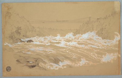 Desenho, The Gorge, Niagara, Looking Toward the Suspension Bridge, ca. 1856-58 de Frederic Edwin Church