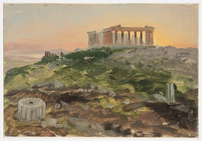 Desenho, O Pártenon visto do sudeste, abril de 1869 de Frederic Edwin Church