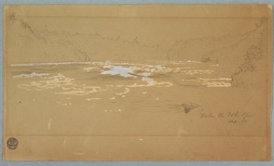 Desenho, O Rio "Abaixo do Redemoinho", setembro de 1858 de Frederic Edwin Church