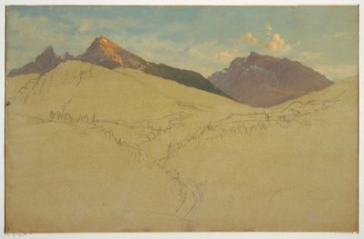 Desenho, O Watzmann, perto de Berchtesgaden, Baviera, junho de 1868 de Frederic Edwin Church