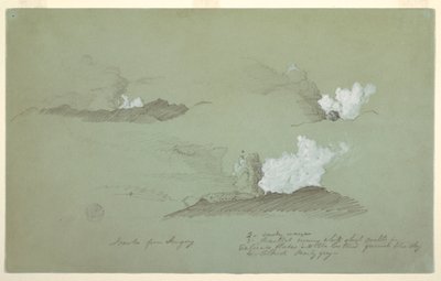 Desenho, Três estudos do vulcão Sangay, julho de 1857 de Frederic Edwin Church