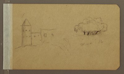 Desenho, Torre, Árvores, março de 1862 de Frederic Edwin Church