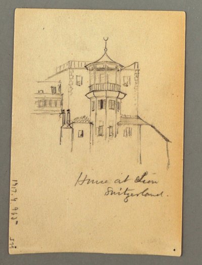 Desenho, Torre do Castelo, Sion, possivelmente 1868 de Frederic Edwin Church