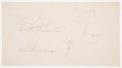 Desenho, Árvores, uma margem com arbustos e árvores, setembro de 1876 de Frederic Edwin Church