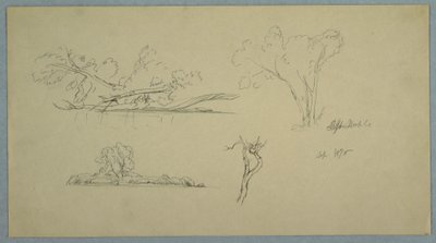 Desenho, Árvores, uma margem com arbustos e árvores, setembro de 1876 de Frederic Edwin Church