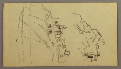 Desenho, Dois estudos de uma cidade no cimo de uma montanha, possivelmente 1868-69 de Frederic Edwin Church