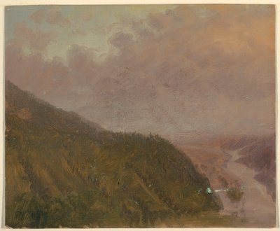 Desenho, Vale do cimo de uma colina alta (Europa), 1860-70 de Frederic Edwin Church