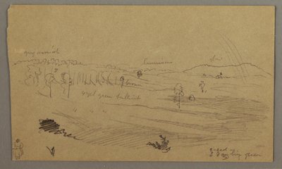 Desenho, Valley, arco-íris, possivelmente 1865-66 de Frederic Edwin Church