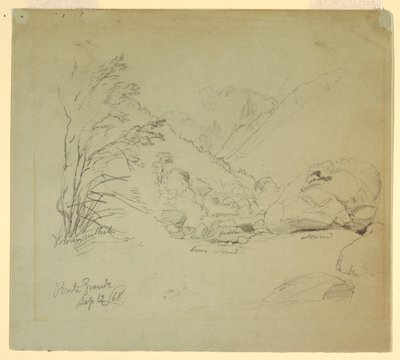 Desenho, Vale com uma ponte perto de Macugnaga, 12 de setembro de 1868 de Frederic Edwin Church