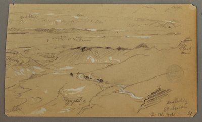 Desenho, Vista de Wady el-Arabah, 20 de fevereiro de 1868 de Frederic Edwin Church