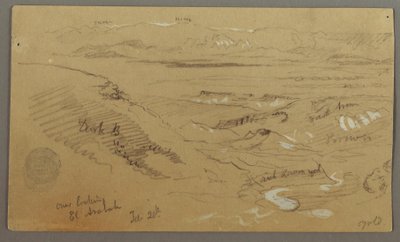 Desenho, Vista de Wady el-Arabah, 20 de fevereiro, possivelmente 1868 de Frederic Edwin Church