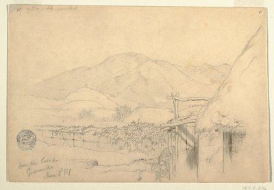 Desenho, Vista da Pousada em Guaranda, Equador, 3 de junho de 1857 de Frederic Edwin Church