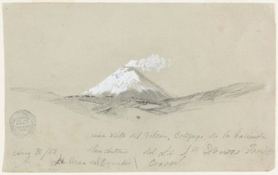 Desenho, Vista de Cotapaxi a partir da Fazenda San Antonio, Equador, 30 de agosto de 1853 de Frederic Edwin Church