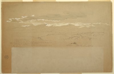 Desenho, Vista de uma cadeia de montanhas, Equador, 27 de junho de 1857 de Frederic Edwin Church