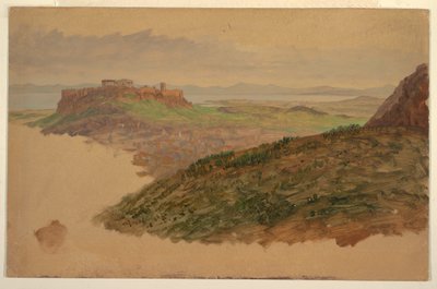 Desenho, Vista da Acrópole a partir do Monte Lycabettus, Atenas, abril de 1869 de Frederic Edwin Church