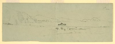 Desenho, Vista da Península de Sorrento de Capri, Itália, a partir do Nordeste, 1869 de Frederic Edwin Church