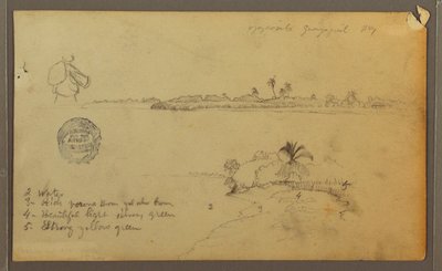 Desenho, Vistas da margem oriental do rio Guayas, em frente a Guayaquil, Equador, maio de 1857 de Frederic Edwin Church