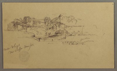 Desenho, Roda de água com uma bacia num jardim, Jaffa, Palestina [Tel Aviv, Israel], março de 1868 de Frederic Edwin Church