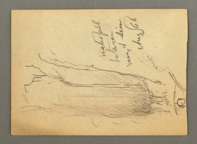 Desenho, Cascata entre Veney e Sion, Vale do Ródano, Suíça, agosto de 1868 de Frederic Edwin Church