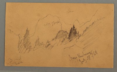 Desenho, Picos arborizados, 27 de julho de 1868 de Frederic Edwin Church