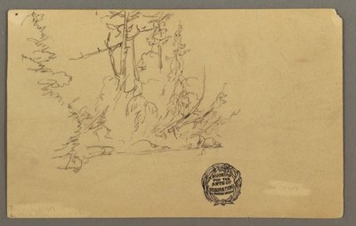 Desenho, Banco arborizado, possivelmente 1877 de Frederic Edwin Church
